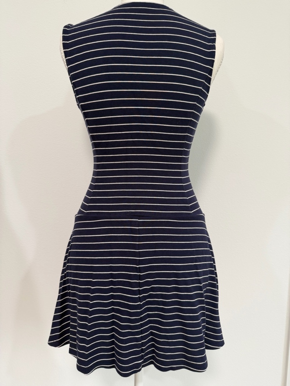 Theory Sayidres Striped Mini Dress Minimalist Nautical Zip Front Size 0 - Picture 6 of 7